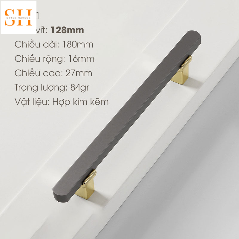 Tay nắm tủ hợp kim kẽm màu xám sang trọng CHE6928 3 Tay nắm tủ hợp kim kẽm màu xám sang trọng CHE6928 11