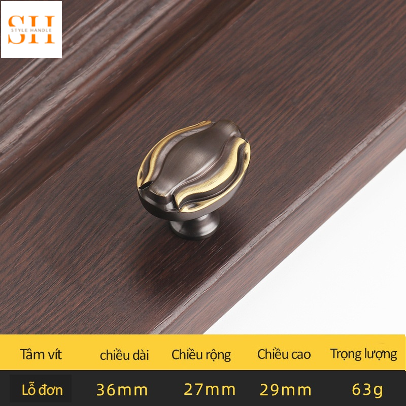 Tay nắm tủ đồng hoa văn sang trọng SHAM6022-A 6