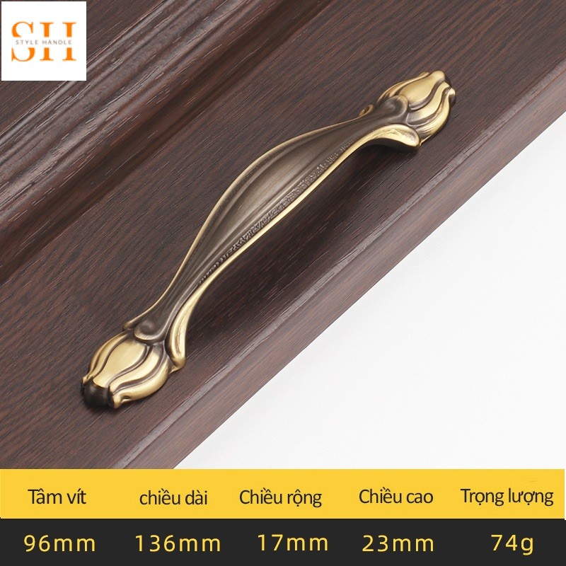 Tay nắm tủ đồng hoa văn sang trọng SHAM6022-A 5