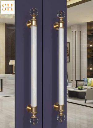 Tay nắm cửa chính thiết kế hai đầu pha lê độc đáo A-893