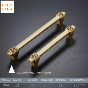 Tay nắm tủ bằng đồng cổ điển phong cách Trung Hoa XLS7928Y