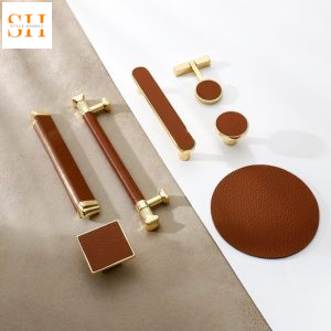 Tay nắm tủ hợp kim kẽm bọc da sang trọng HL019