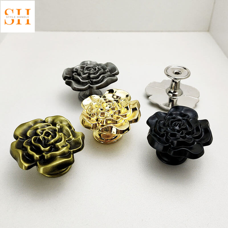 Núm tay nắm tủ hợp kim kẽm hoa hồng decor BGK1526 1 Núm tay nắm tủ hợp kim kẽm hoa hồng decor BGK1526 6