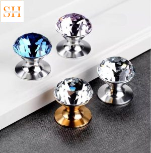 Núm tay nắm tủ pha lê đế hợp kim TNB018