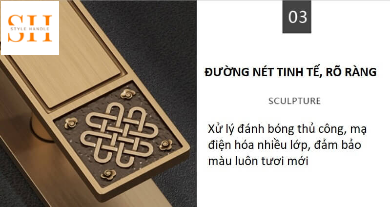 Tay nắm cửa biệt thự hoa văn cổ điển cao cấp F15 7 SH.F15-10