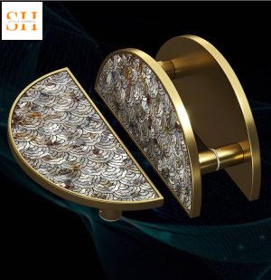 Tay nắm cửa cổng tròn khảm trai cao cấp SHA-266