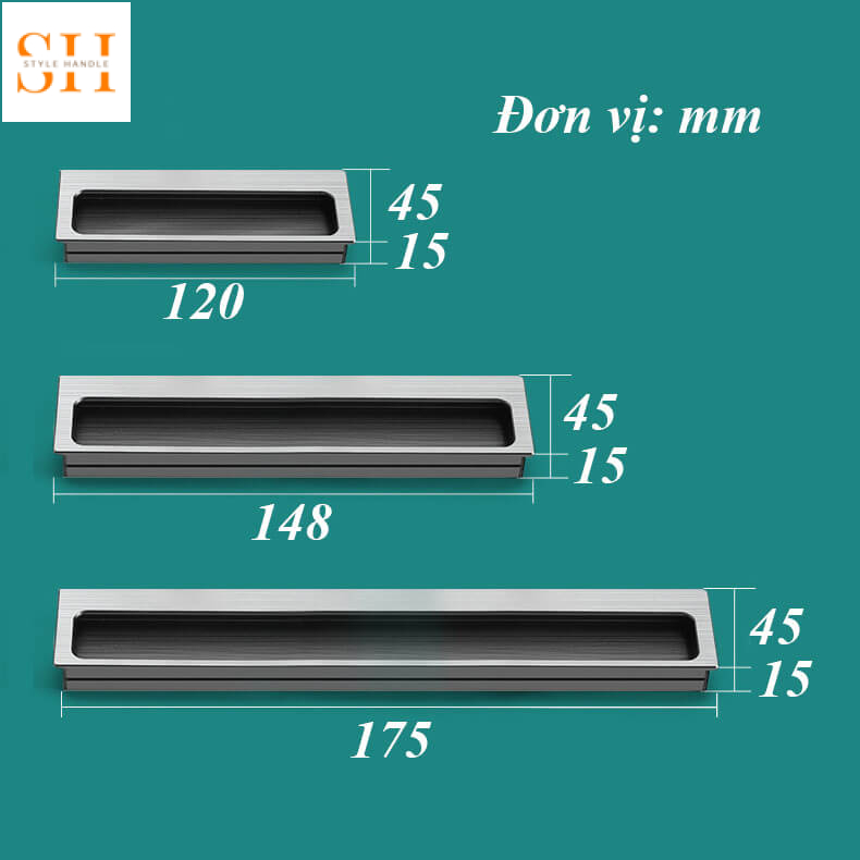 Tay nắm âm hợp kim nhôm rãnh vân sọc hiện đại S8215 12 Tay nắm âm hợp kim rãnh vân sọc SH8215 12