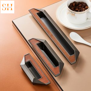 Tay nắm âm ngăn tủ phủ da sang trọng LUC6624