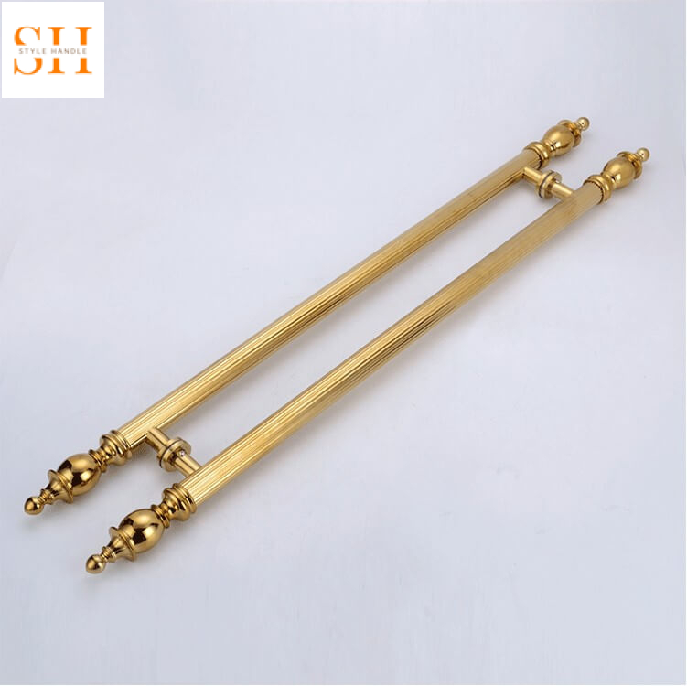 Tay nắm cửa cổ điển nhà hàng khách sạn QB-01 5 Tay nắm cửa kính mạ PVD tân cổ điển QB-01 5