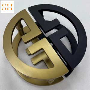 Tay nắm cửa kính bán nguyệt đồng thau cổ điển TR7291