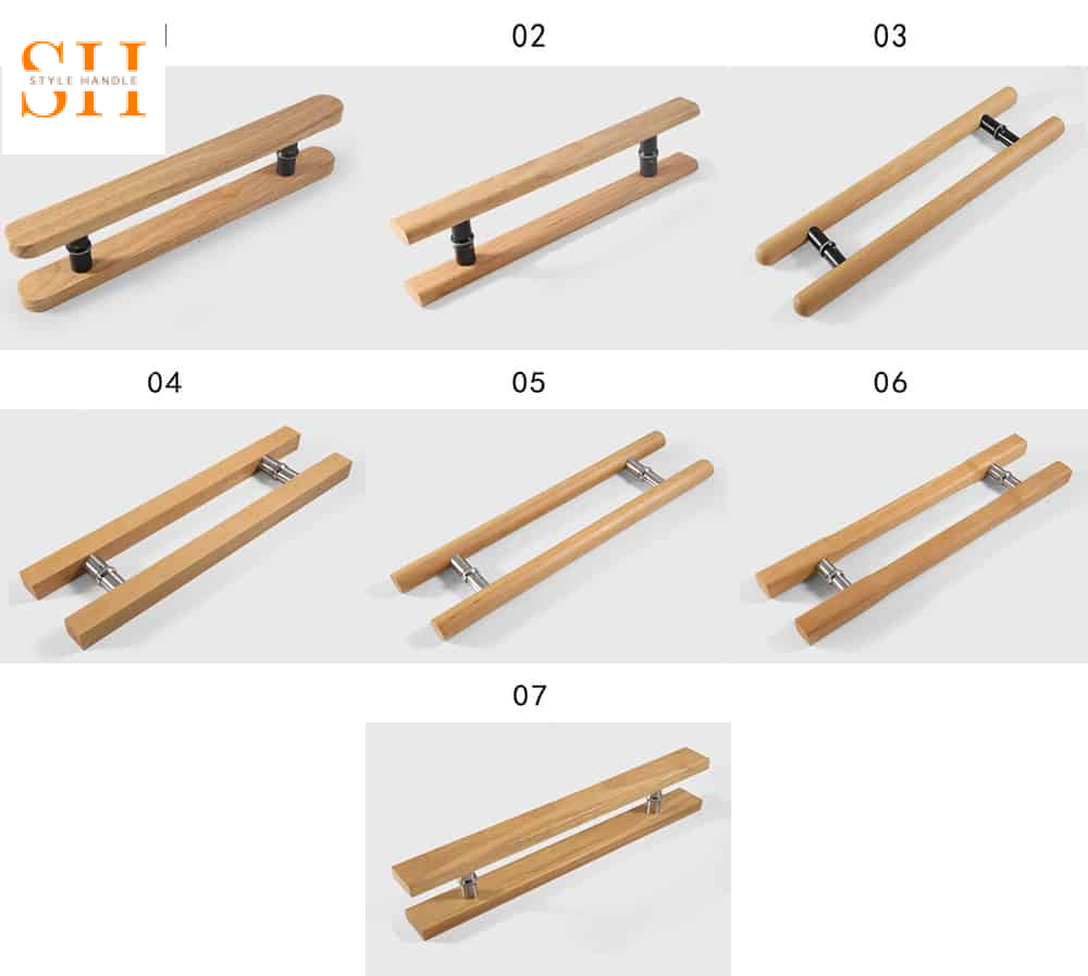 Tay nắm cửa kính bằng gỗ sang trọng DOR9003 4 Tay nắm cửa phòng khách bằng gỗ sồi hiện đại DOR9003-4