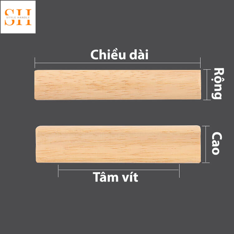 Tay nắm tủ gỗ sồi nguyên khối tối giản BAC3136 8 Tay nắm tủ gỗ cao su màu nhạt trơn SH3136 8