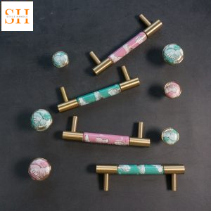 Tay nắm tủ gốm sứ chấn đế đồng cao cấp SH001
