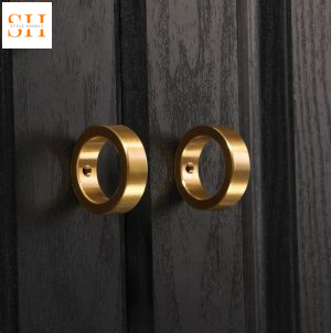 Tay nắm tủ bằng đồng thau hình tròn tối giản HK0027