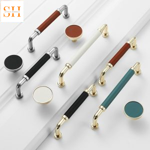 Tay nắm tủ hợp kim kẽm bọc da phong cách Bắc Âu EI6306