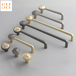 Tay nắm tủ hợp kim kẽm vàng xám hiện đại WT6231