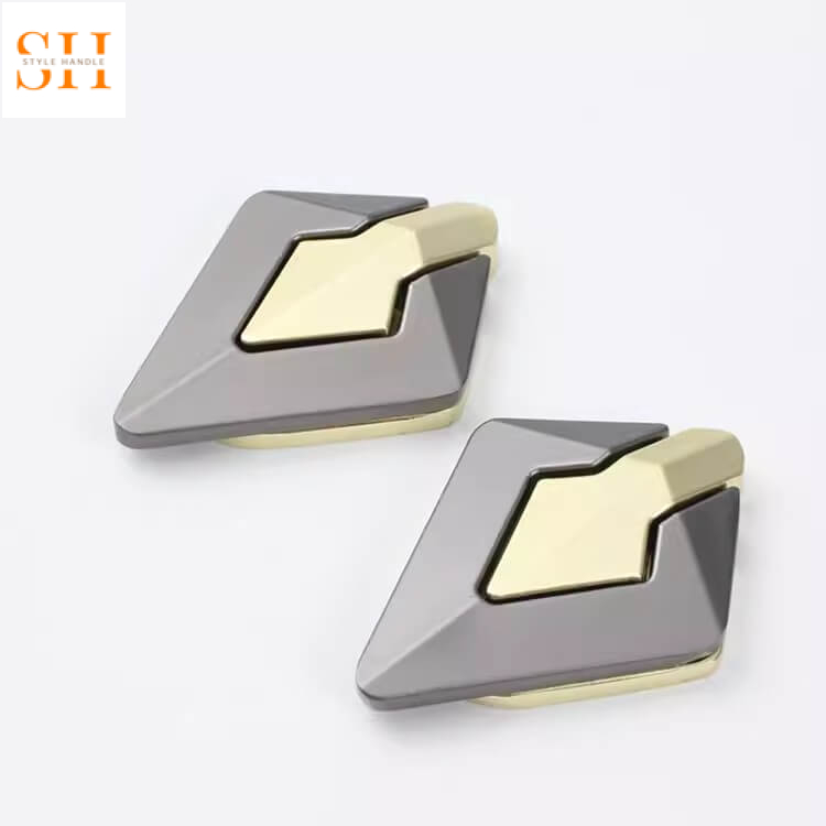 tay nắm tủ lật kéo hình thoi SK813 lắp đặt hoàn thiện trên tủ hiện đại