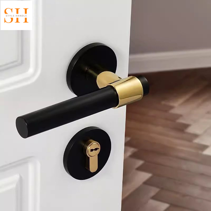 Khóa cửa phân thể bằng đồng vàng đen sang trọng SLK729-A