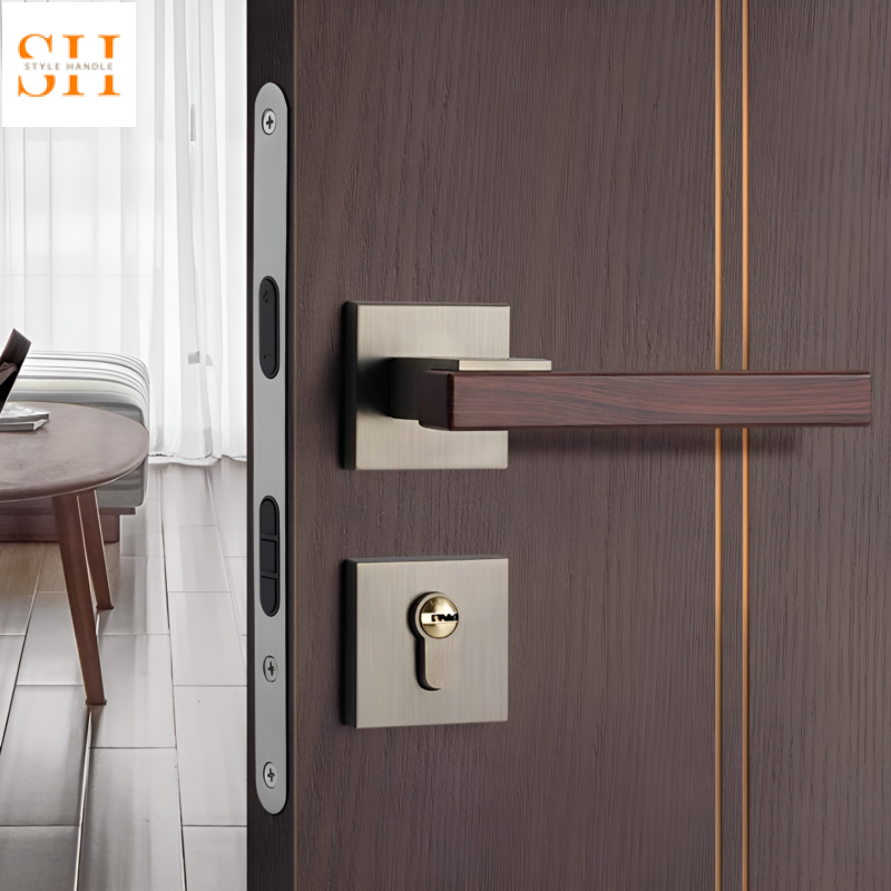 Khóa cửa tay gạt ốp gỗ tự nhiên hiện đại SHI3946