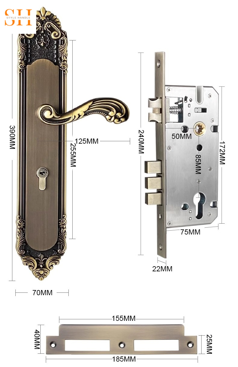 Khóa cửa biệt thự phong cách châu Âu bằng đồng GUY6828 10 Khóa cửa biệt thự phong cách châu Âu bằng đồng GUY6828 16