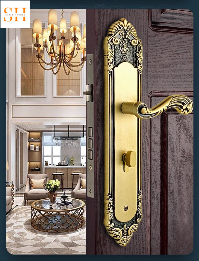 Khóa cửa biệt thự phong cách châu Âu bằng đồng GUY6828 4 Khóa cửa biệt thự phong cách châu Âu bằng đồng GUY6828 10