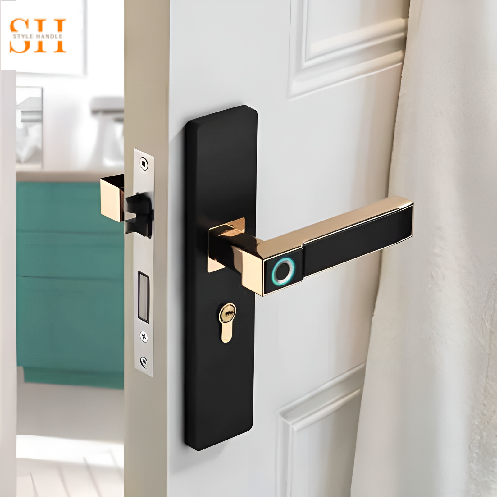 Khóa cửa điện tử đế vuông phối màu sang trọng P6849 5 Khóa cửa điện tử đế vuông phối màu sang trọng P6849 10