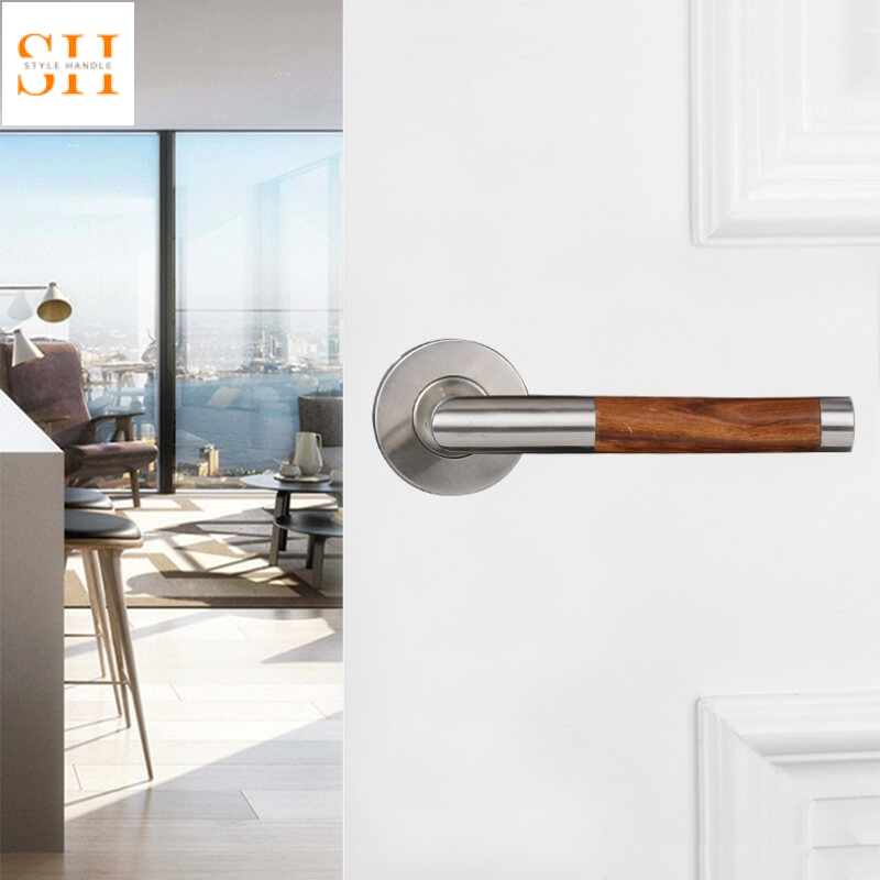 Khóa cửa inox tay cầm bọc gỗ sang trọng BS0546