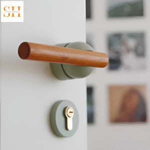 Khóa cửa phân thể ngọc lam tay cầm gỗ anh đào GK7366