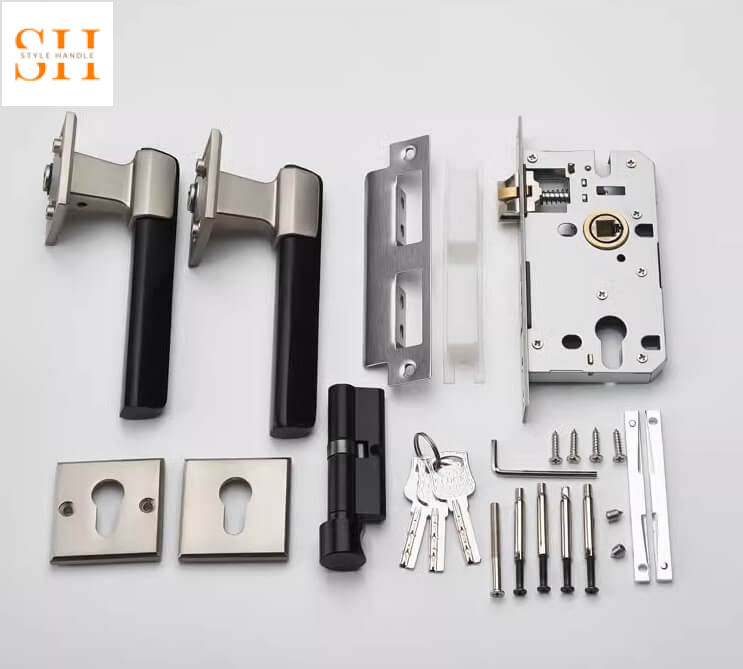 Khóa cửa phân thể tay gạt hợp kim nhôm hiện đại YM1234 9 Khóa cửa tay gạt vuông hợp kim nhôm giá rẻ YM1234-13