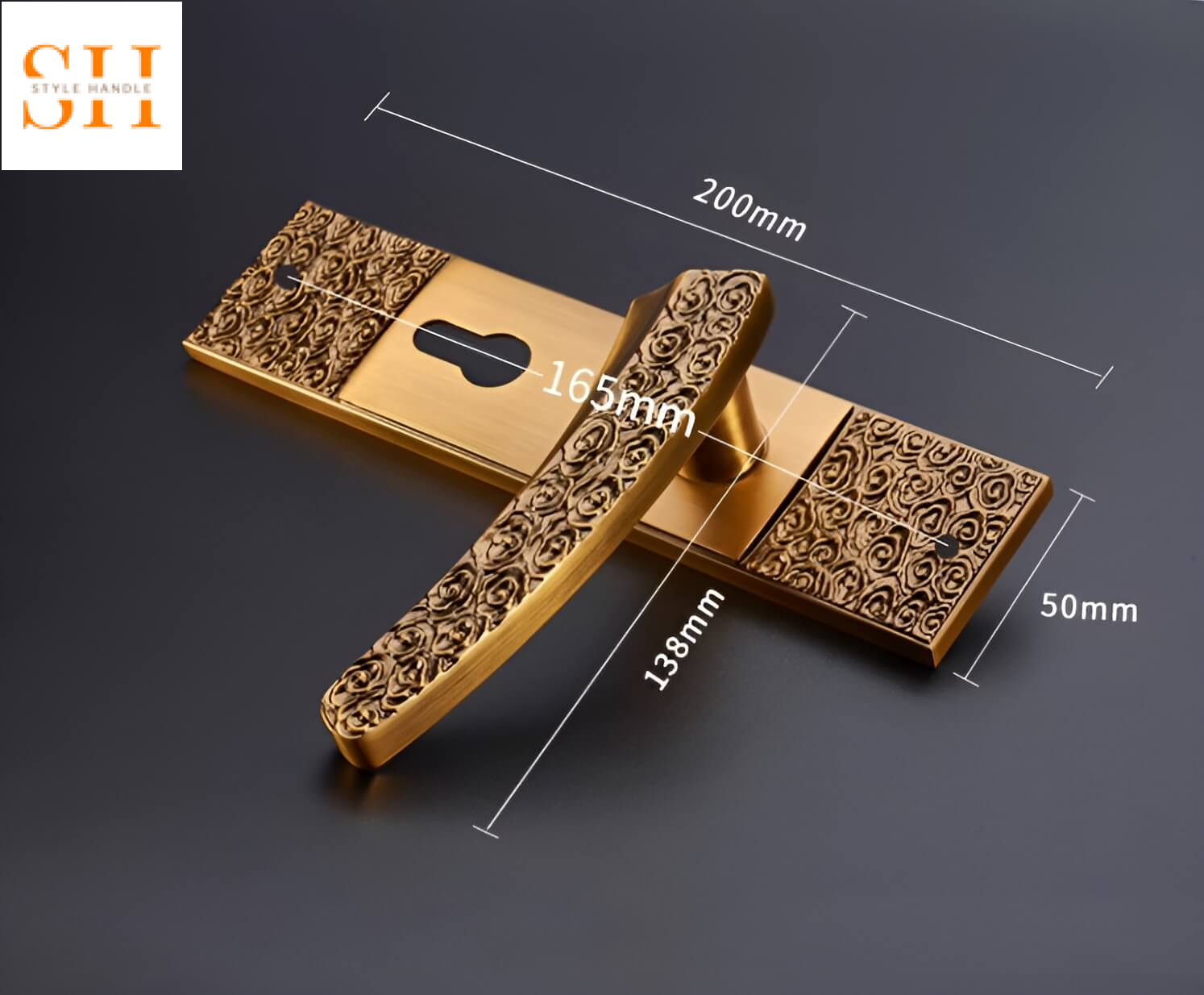 Khóa cửa phòng tay gạt hoa văn kiểu cổ BK1835 9 Khóa cửa phòng họa tiết cổ điển Trung Hoa BK1835 9