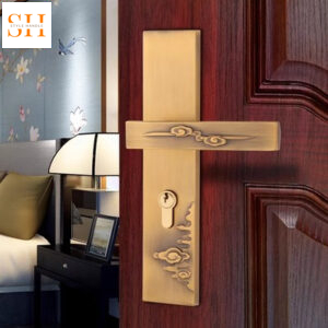 Khóa cửa tay gạt bằng đồng vân mây nghệ thuật GUY82
