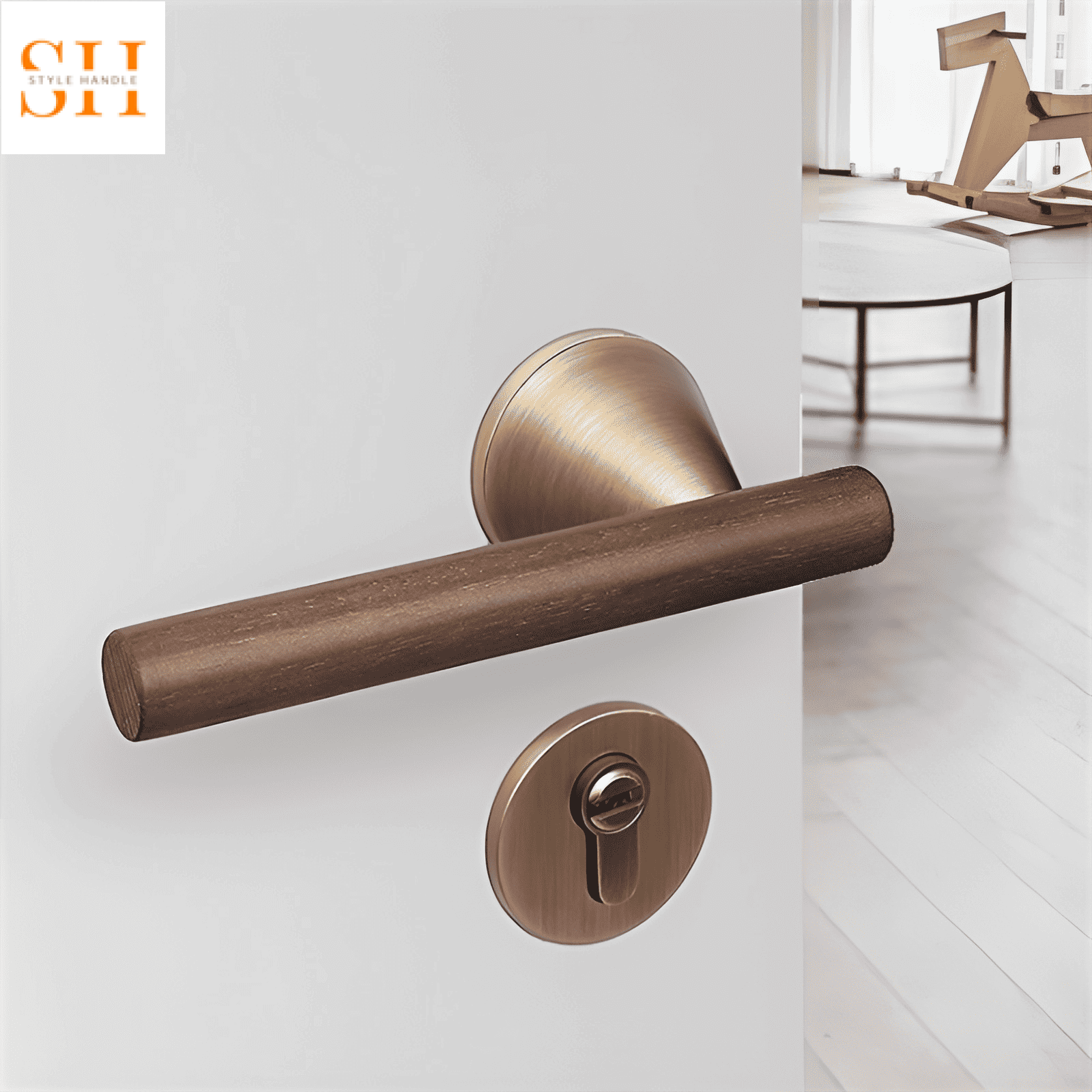 Khóa cửa thông phòng tay gạt bằng gỗ BT0592