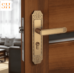 Khóa cửa tay gạt chạm nổi hoa văn cổ điển SX5812