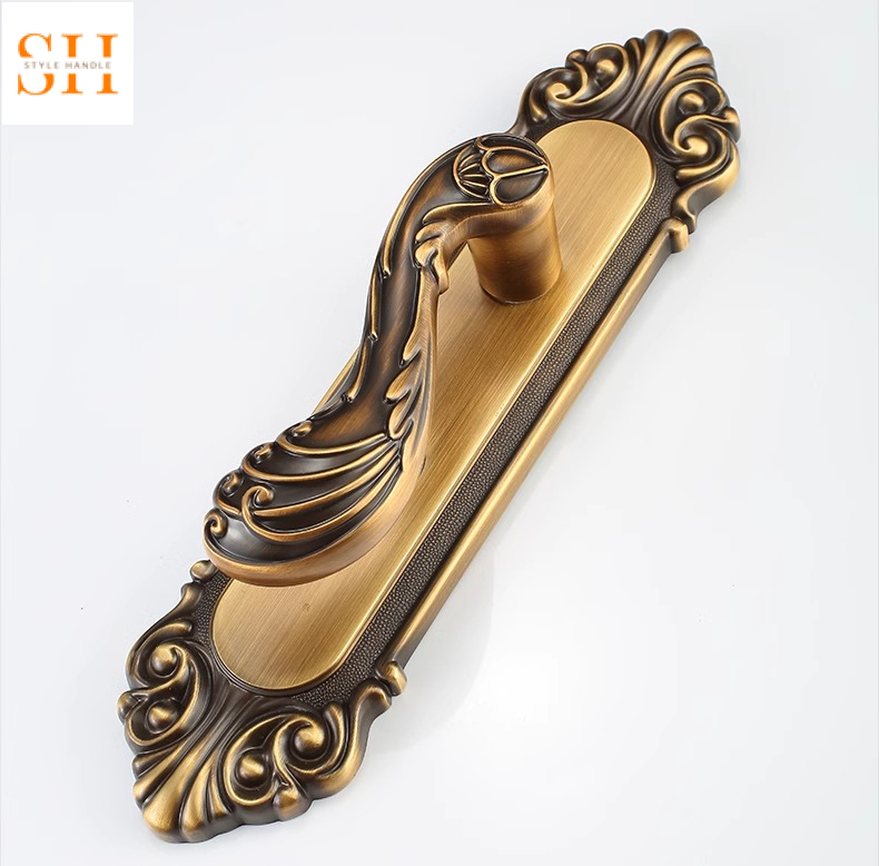 Khóa cửa tay gạt châu Âu cổ điển hợp kim kẽm FDR6665 3 Khóa cửa phòng họa tiết nghệ thuật cổ điển SH6665 3