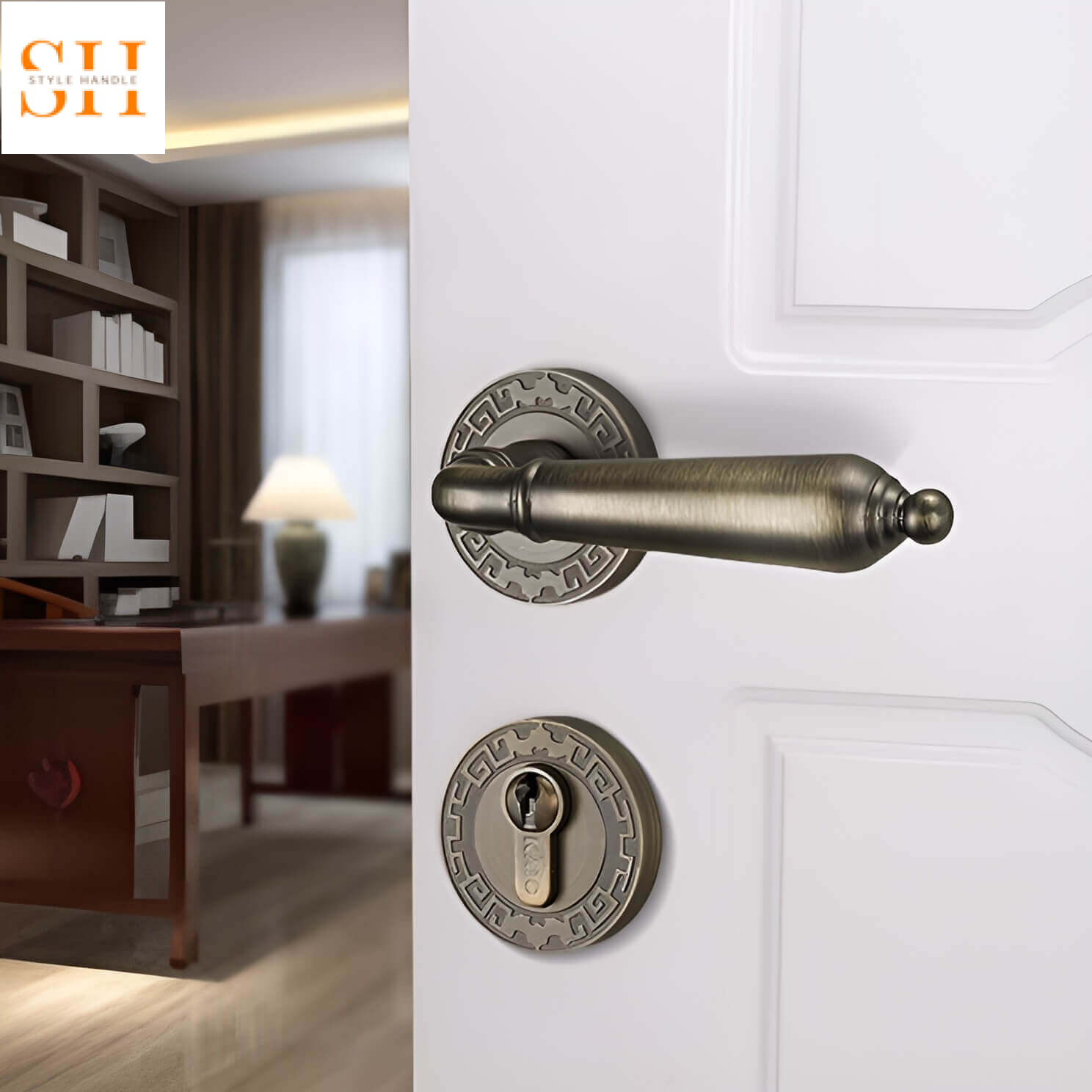 Khóa cửa hợp kim cổ điển đậm chất Á Đông BK1763