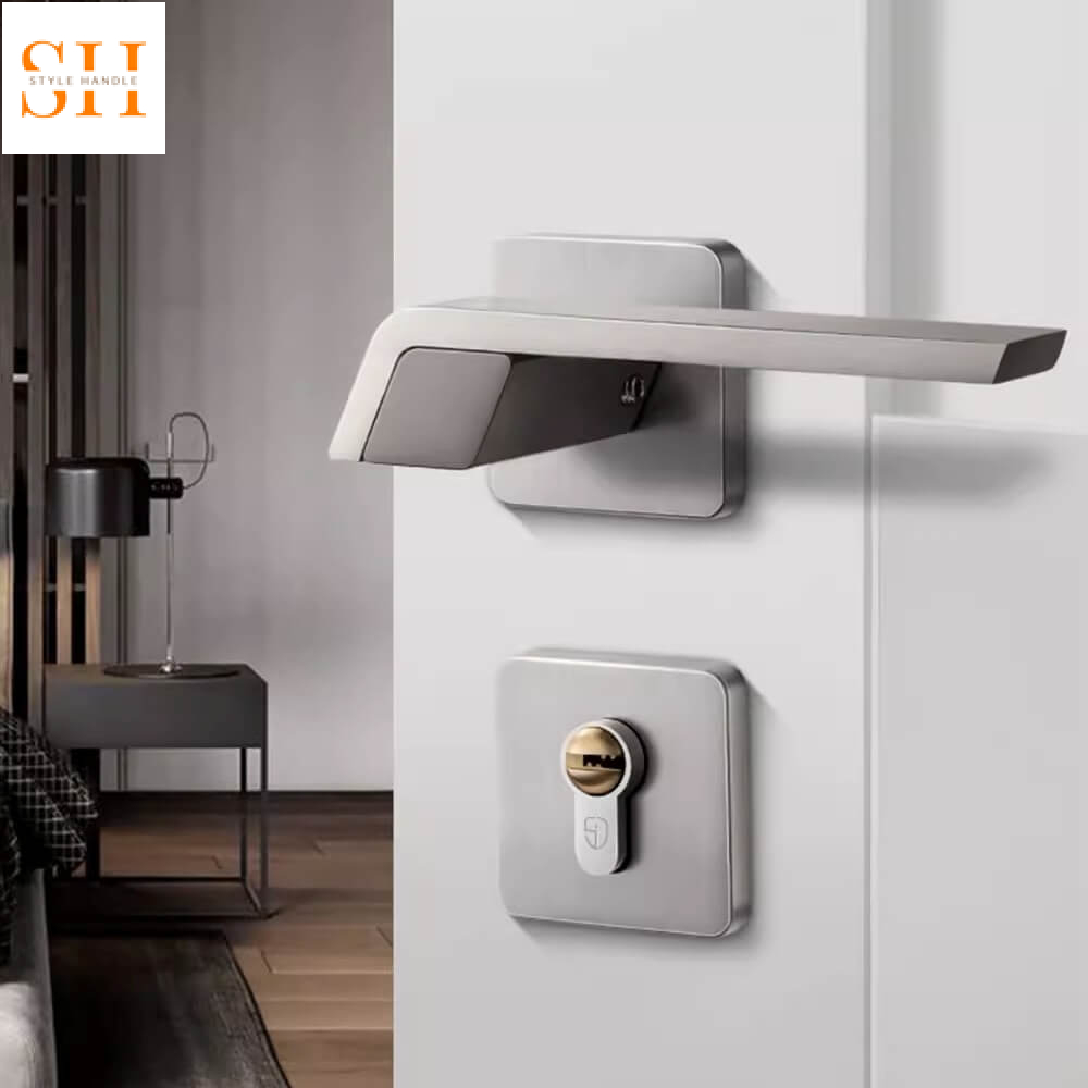 Khóa cửa tay gạt hợp kim màu xám hiện đại SDM6167