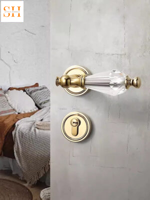 Khóa cửa tay gạt hợp kim phối pha lê sang trọng GB7385
