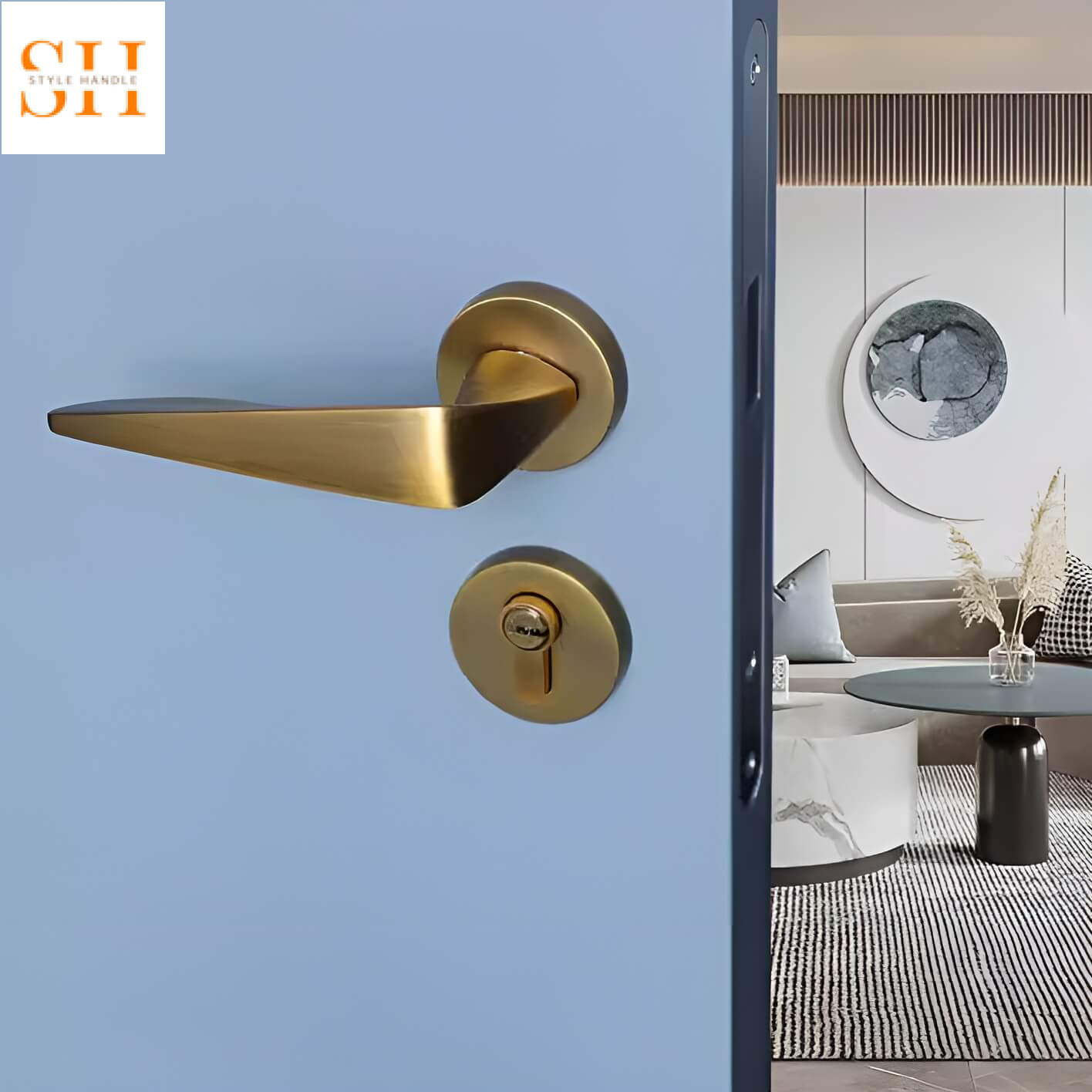 Khóa cửa tay gạt kim loại kiểu Bắc Âu AD701 3 Khóa cửa hợp kiem kẽm nguyên khối hiện đại AD701 3