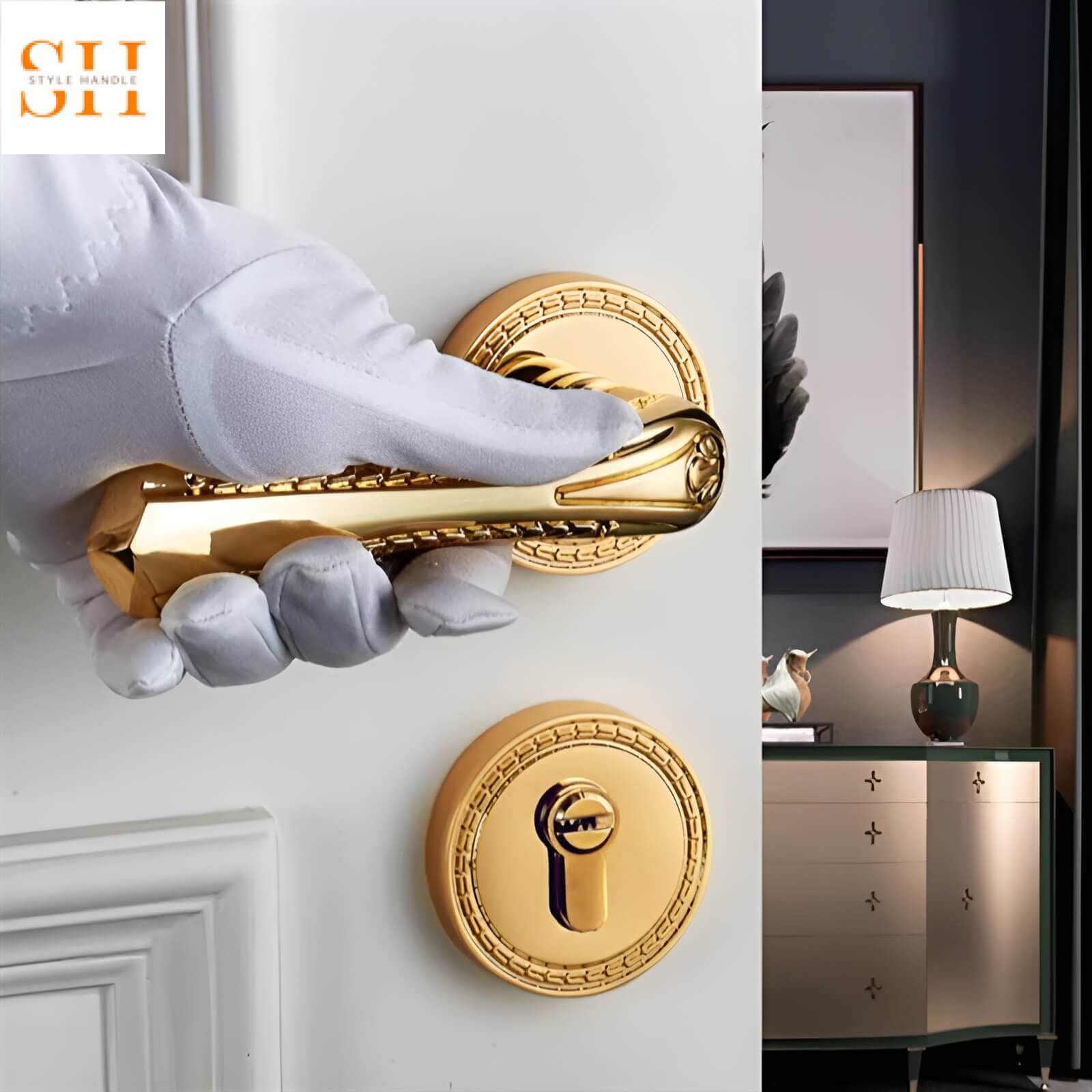 Khóa cửa thông phòng đồng thau cao cấp HT3648
