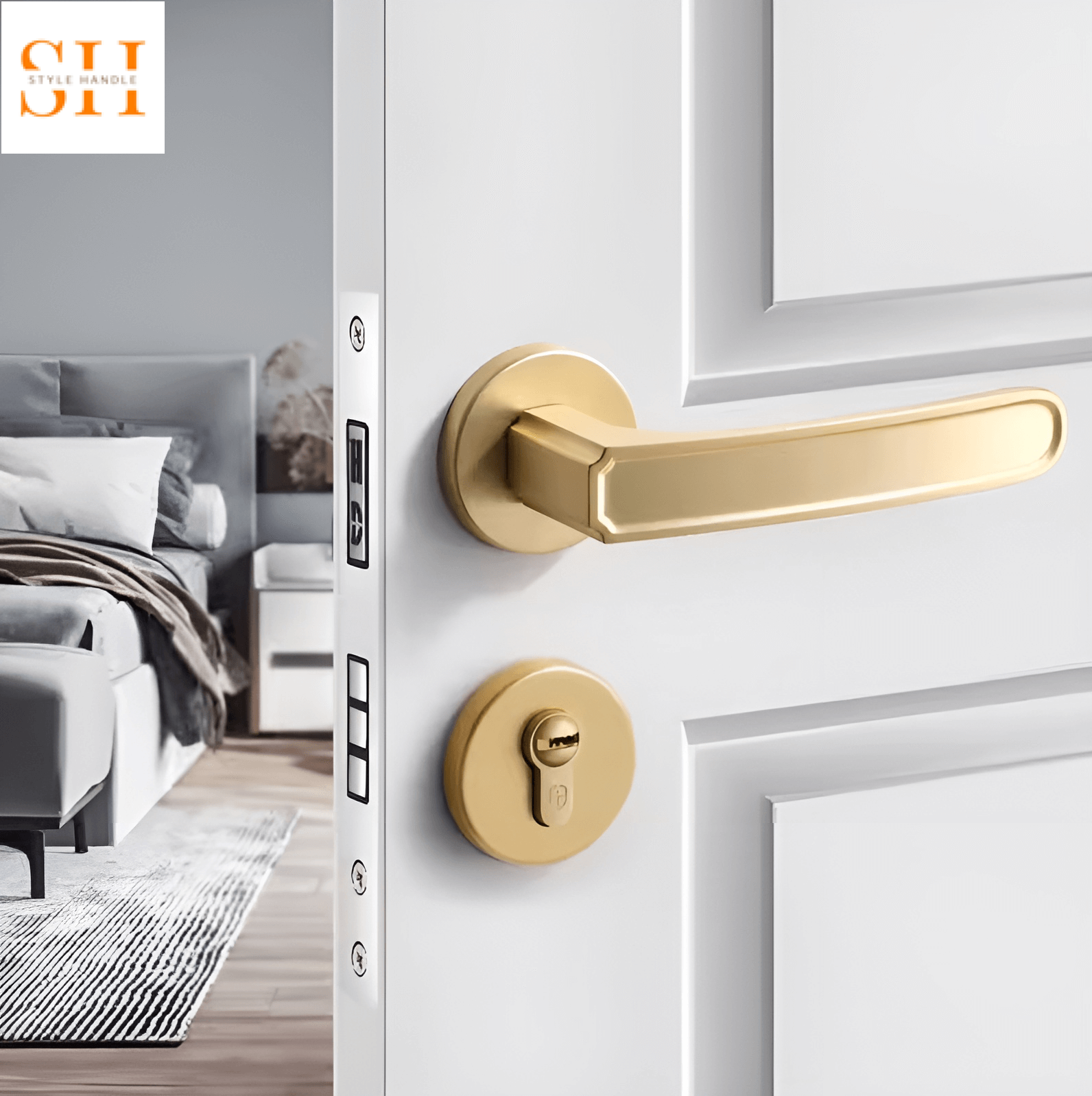 Khóa tay gạt bằng đồng trang trí cửa gỗ SD6409 2 Khóa tay gạt bằng đồng trang trí cửa gỗ SD6409 6