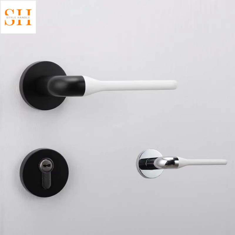 Khóa cửa đồng thau tay gạt gốm sứ trắng OVLI136