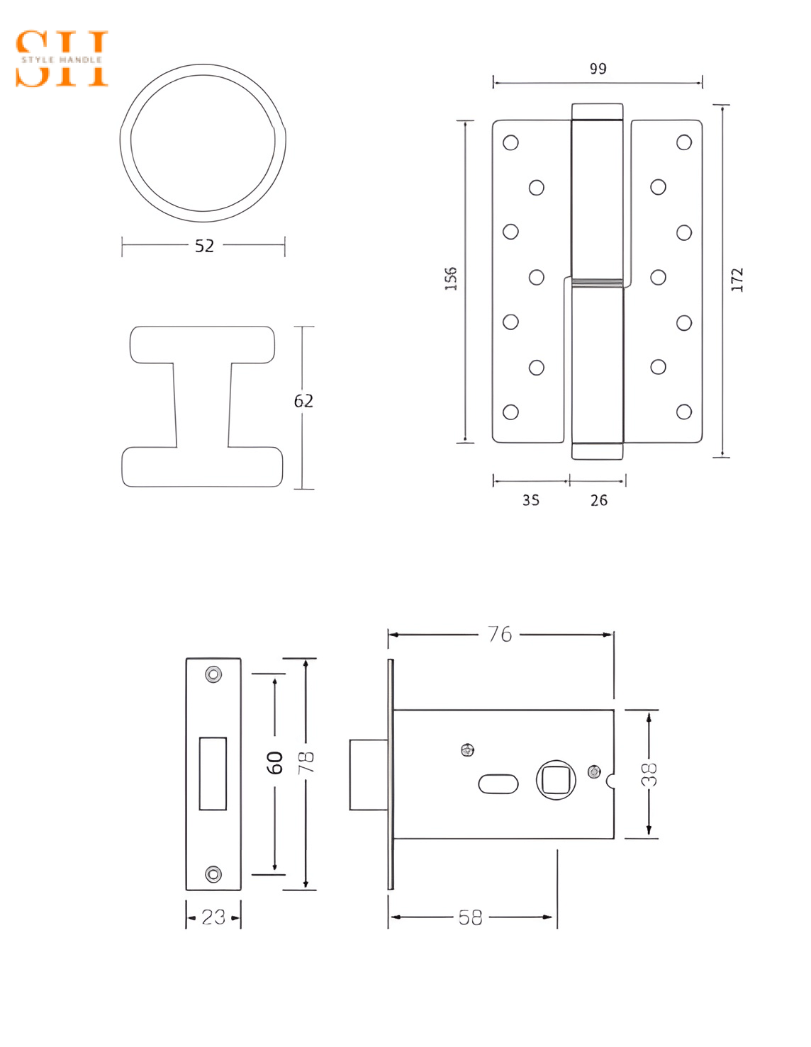 Khóa tay nắm tròn hợp kim không chìa SD6457 7 Khóa ẩn không chìa tay nắm tròn đen cao cấp SD6457 7