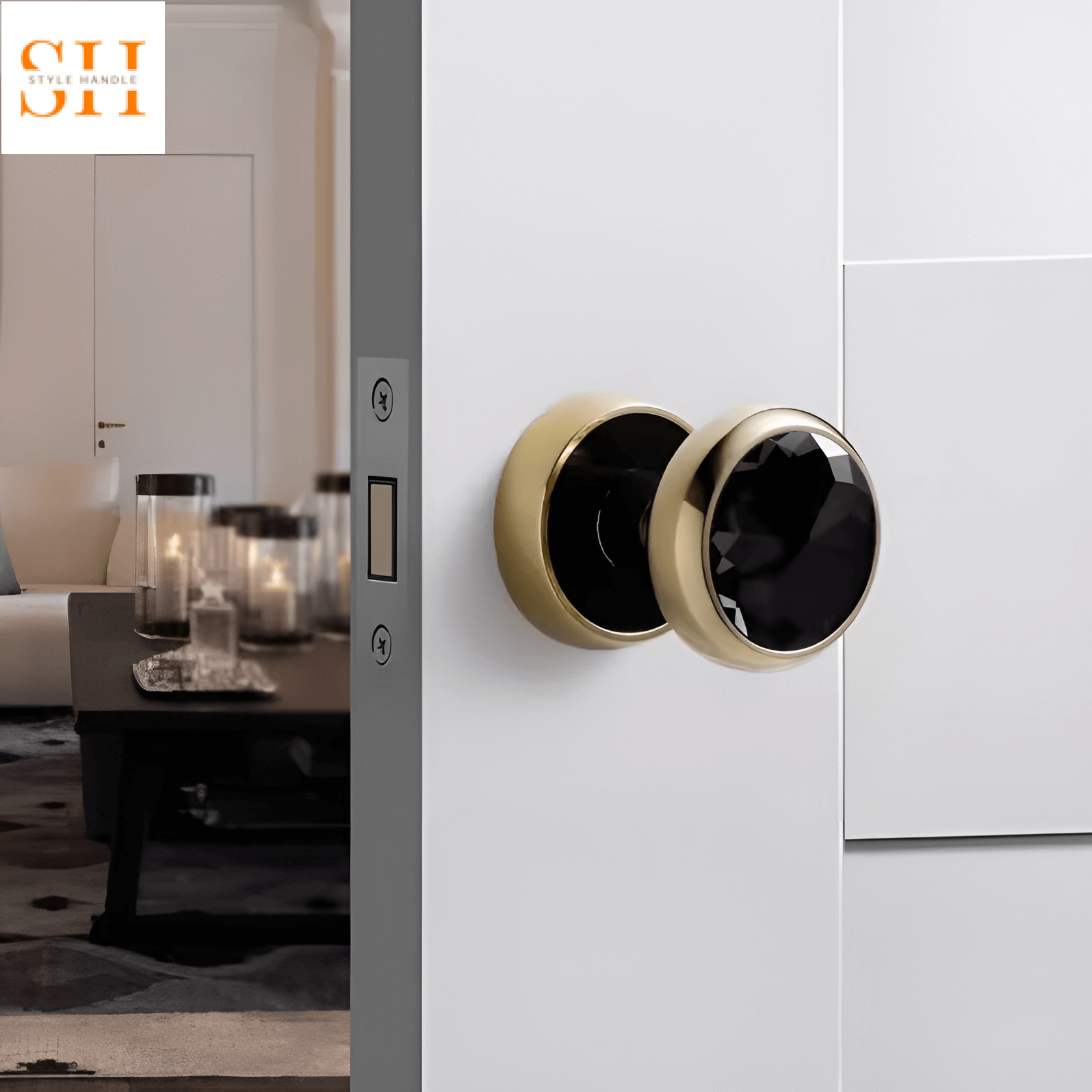 Khóa tay nắm tròn hợp kim không chìa SD6457 4 Khóa ẩn không chìa tay nắm tròn đen cao cấp SD6457 4
