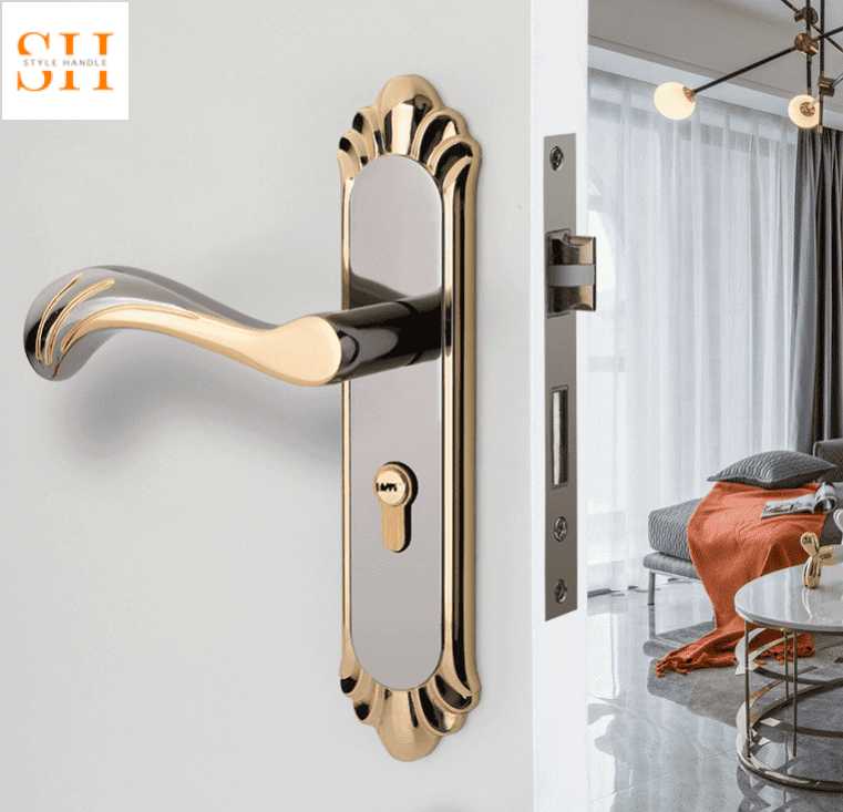 Khóa cửa phòng cao cấp cổ điển màu vàng LDS7023