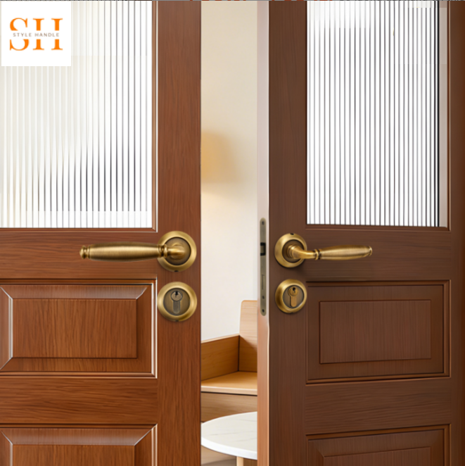 khóa cửa tay gạt bằng đồng kiểu Pháp YJ2338 chất liệu đồng nguyên khối giữ chi tiết sắc nét