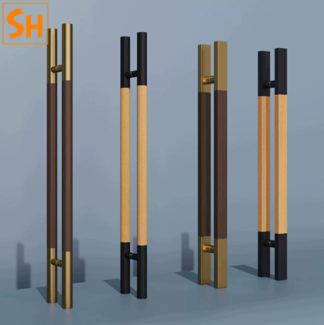 Tay nắm cửa hiện đại bằng gỗ nguyên khối GD2409