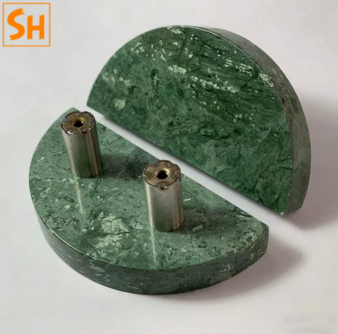 Tay nắm cửa kính bán nguyệt oval bằng đá cẩm thạch GD668